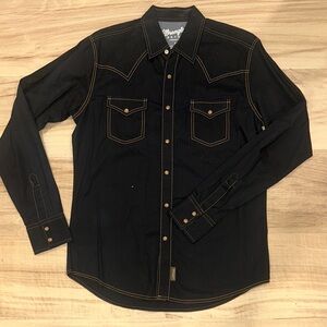 Wrangler Black Shirt with Brown Stitching